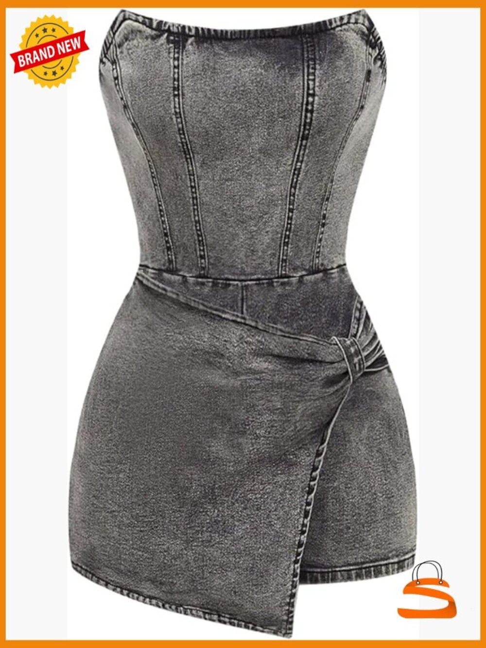 Tube Top Denim Romper Wrap Strapless Bodycon Short Jumpsuit Y2k